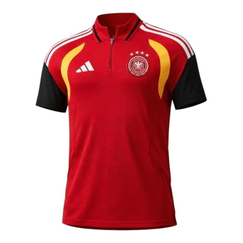 Camisa Polo Seleção Alemanha Treino 26/27 - Torcedor Adidas Masculina - Vermelha e preta