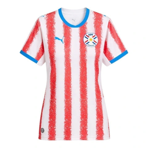 Camisa Seleção Paraguai I 26/27 - Torcedor Puma Feminina - Branca com detalhes em vermelho e azul