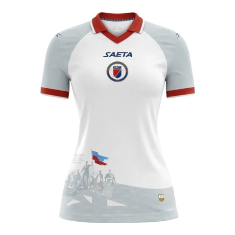 Camisa Seleção Haiti II 26/27 - Torcedor Saeta Feminina - Branca e cinza