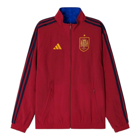 Jaqueta Corta-Vento Dupla Face Seleção Espanha Hino 25/26 - Masculina Adidas - Vermelha e azul