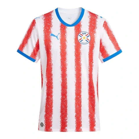 Camisa Seleção Paraguai I 26/27 - Torcedor Puma Masculina - Branca com detalhes em vermelho e azul