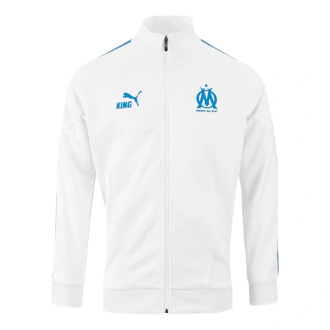Jaqueta Corta-Vento Olympique Marseille Pré-jogo 25/26 - Puma - Branca e azul