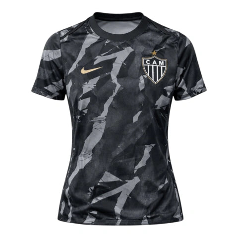 Camisa Atlético Mineiro Pré-jogo 26/27 - Torcedor Nike Feminina - Preta e cinza