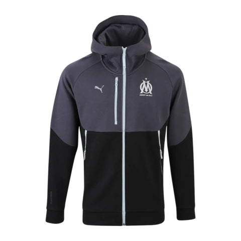 Jaqueta Corta-Vento Olympique Marseille 25/26 - Puma - Cinza e preta