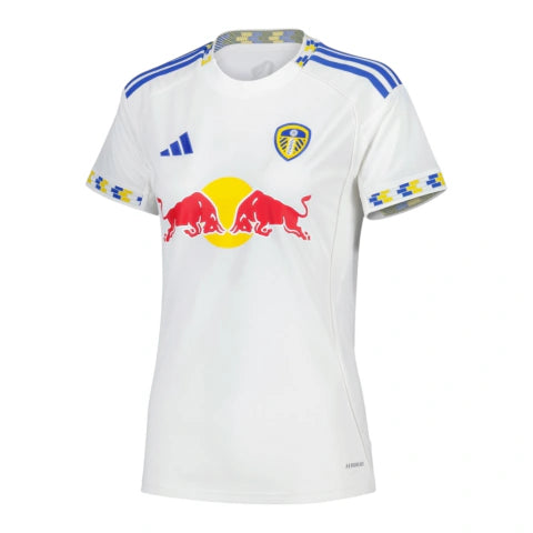 Camisa Leeds I 25/26 - Torcedor Adidas Feminina - Branca com detalhes em azul e amarelo
