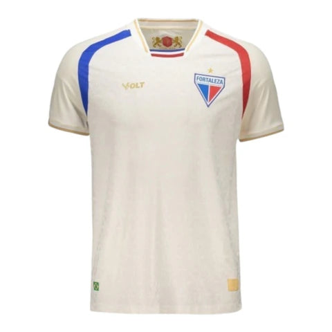 Camisa Fortaleza II 26/27 - Torcedor Volt Masculina - Bege com detalhes em azul e vermelho