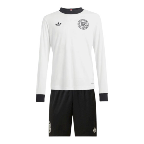 Kit infantil Seleção Alemanha Edição Aniversário 125 anos I 25/26 manga longa - Adidas - Branco com detalhes em preto