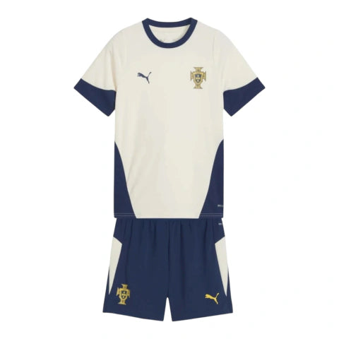 Kit Infantil Seleção Portugal Treino 25/26 - Puma - Branco e azul