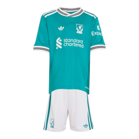 Kit Infantil Liverpool III 25/26 - Adidas - Verde e branco