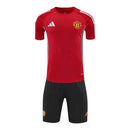 Kit Infantil Manchester United Treino 25/26 - Adidas - Vermelho e preto