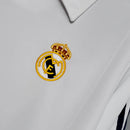 Camisa Retrô Real Madrid I 2002 manga longa - Masculina Adidas - Branca com listras pretas