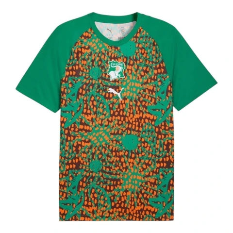 Camisa Seleção Costa do Marfim Pré- jogo 26/27 - Torcedor Puma Masculina - Verde e laranja