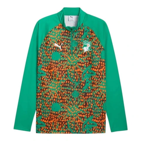 Camisa Seleção Costa do Marfim Pré- jogo 26/27 manga longa - Torcedor Puma Masculina - Verde e laranja