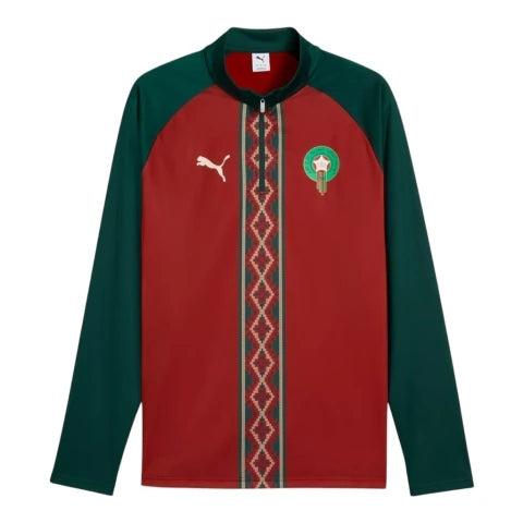 Camisa Seleção Marrocos Pré-jogo 26/27 manga longa - Torcedor Puma Masculina - Vermelha e verde