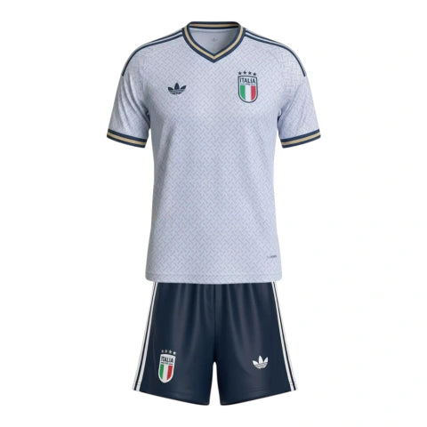 Kit Infantil Seleção Itália II 26/27 - Adidas - Branco com detalhes em azul