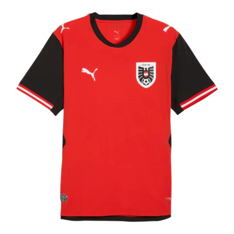 Camisa Seleção Áustria I 26/27 - Torcedor Puma Feminina - Vermelha e preta