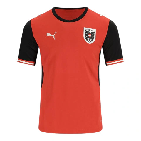 Camisa Seleção Áustria I 26/27 - Torcedor Puma Masculina - Vermelha e preta