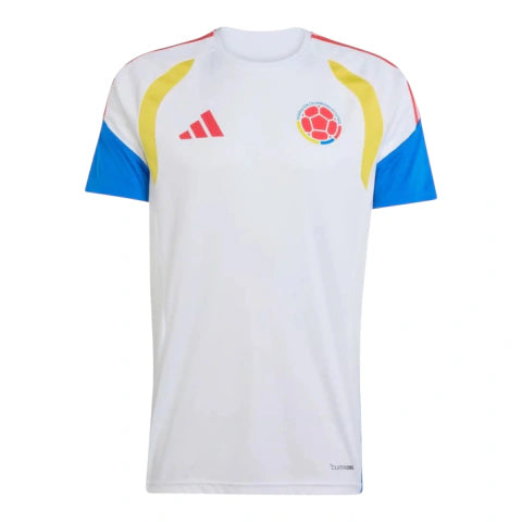 Camisa Seleção Colômbia Treino 26/27 - Torcedor Adidas Masculina - Branca com detalhes em azul e amarelo