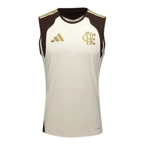 Camisa regata Flamengo Treino 26/27 - Torcedor Adidas Masculina - Bege e marrom