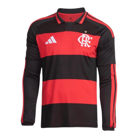 Camisa Flamengo I 26/27 manga longa - Torcedor Adidas Masculina - Preta e vermelha