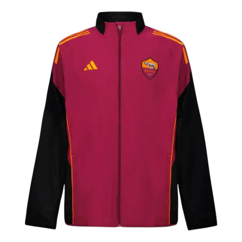 Jaqueta Corta-Vento Roma Pré-jogo 25/26 - Masculina Adidas - Vermelha e preta