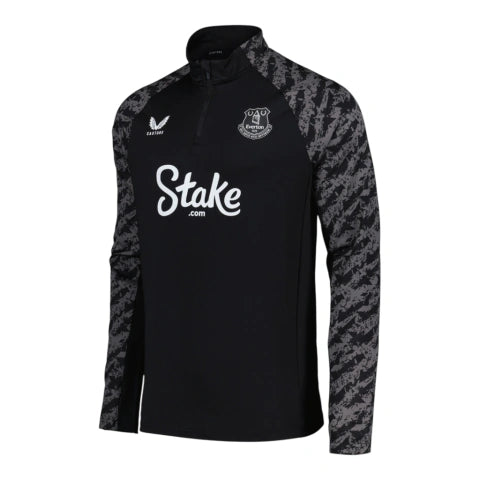 Camisa Everton 25/26 manga longa - Torcedor Castore Masculina - Preta e cinza