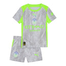 Kit Infantil Manchester City III 25/26 - Puma - Cinza e verde neon