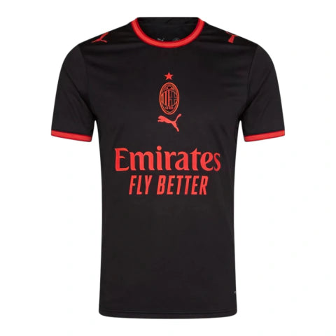 Camisa AC Milan III 26/27 - Torcedor Puma Masculina - Preta com detalhes em vermelho