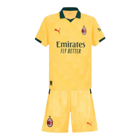 Kit Infantil AC Milan III 25/26 - Puma - Amarelo com detalhes em verde