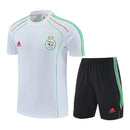 Kit Treino adulto - Camisa e Shorts - Seleção Argélia Adidas 26/27 - Branco e preto com detalhes em verde
