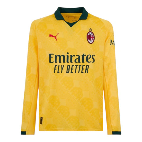 Camisa AC Milan III 25/26 manga longa - Torcedor Puma Masculina - Amarela com detalhes em verde