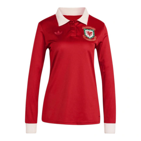 Camisa Seleção País de Gales Edição Comemorativa 150 Anos manga longa - Torcedor Adidas Feminina - Vermelha
