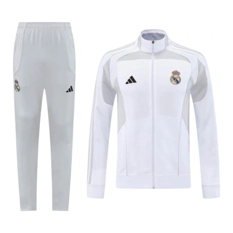 Conjunto Real Madrid Treino 25/26 - Masculino Adidas - Cinza e branco