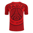 Camisa Paris Saint-Germain Pré-jogo 25/26 - Torcedor Nike Masculina - Vermelha com detalhes em azul