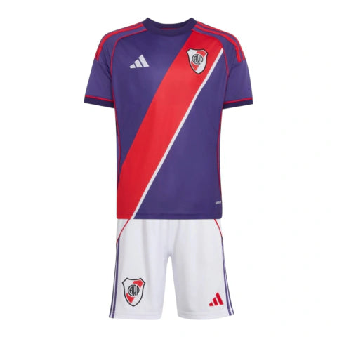 Kit Infantil River Plate III 26/27 - Adidas - Roxo e branco com detalhes em vermelho