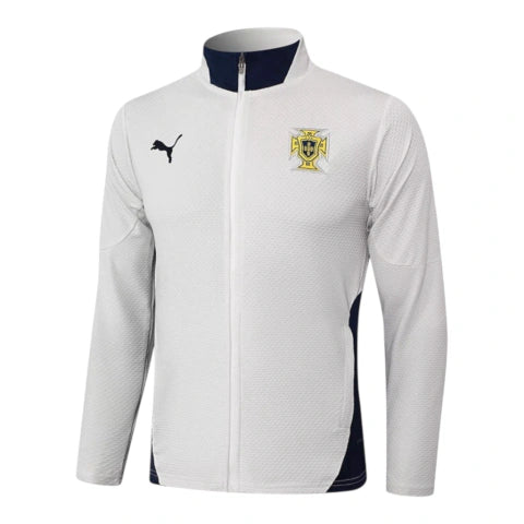 Jaqueta Corta-Vento Seleção Portugal Pré-jogo 25/26 - Masculina Puma - Branca e azul