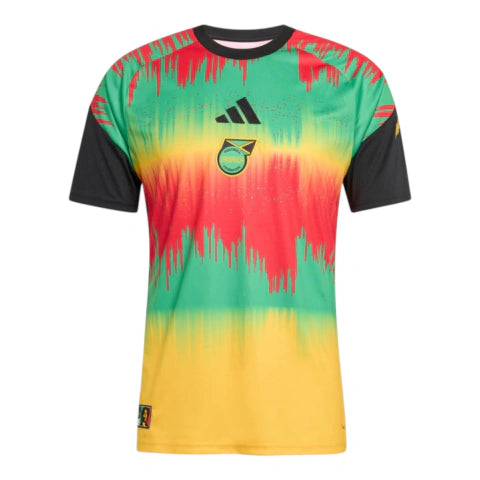 Camisa Seleção Jamaica Pré-jogo I 26/27 - Torcedor Adidas Masculina - Preta com detalhes em verde e vermelho e amarelo