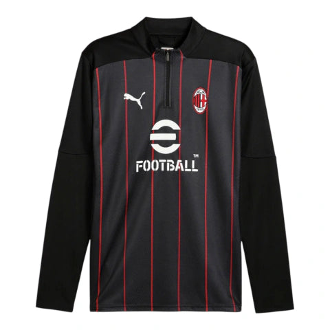 Camisa AC Milan Pré-jogo 26/27 manga longa - Torcedor Puma Masculina - Preta com detalhes em vermelho