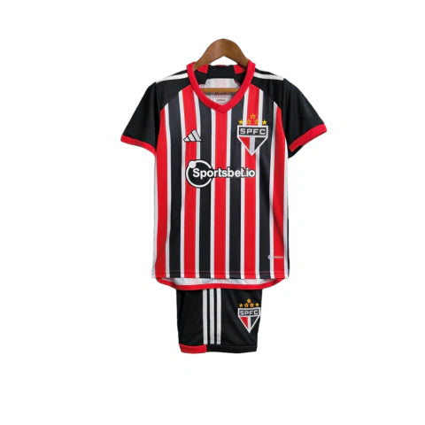 Kit Infantil São Paulo Away 23/24 - Adidas - Vermelho e Preto