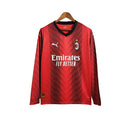 Camisa AC Milan I 23/24 manga longa - Torcedor Puma Masculina - Vermelha e preta
