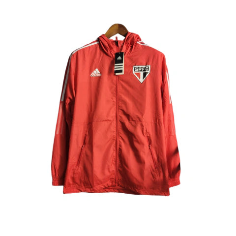 Jaqueta Corta-Vento São Paulo 23/24 Masculina Adidas - Vermelha com detalhes em branco
