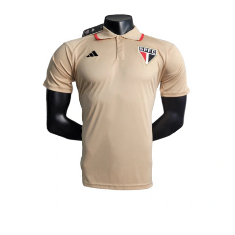 Camisa Polo São Paulo 23/24 Adidas Torcedor Masculina - Bege com detalhes em preto