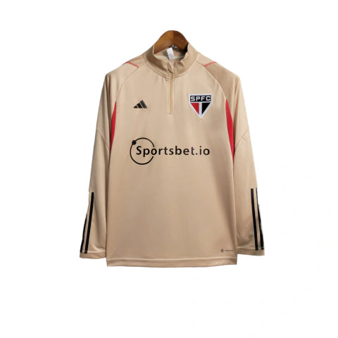 Jaqueta Corta-Vento São Paulo 23/24 Masculina Adidas - Dourada com detalhes em preto e branco