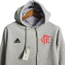 Jaqueta Corta-Vento Flamengo 23/24 Masculina Adidas - Cinza com detalhes em preto e vermelho