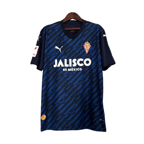 Camisa Sporting de Gijón II 23/24 - Torcedor Puma Masculina - Azul com detalhes em preto