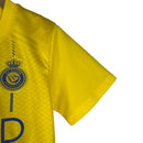 Kit Infantil Al-Nassr I Nike 23/24 - Amarelo com detalhes em azul