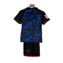 Kit Infantil Sevilla III Castore 23/24 - Preto com detalhes em azul