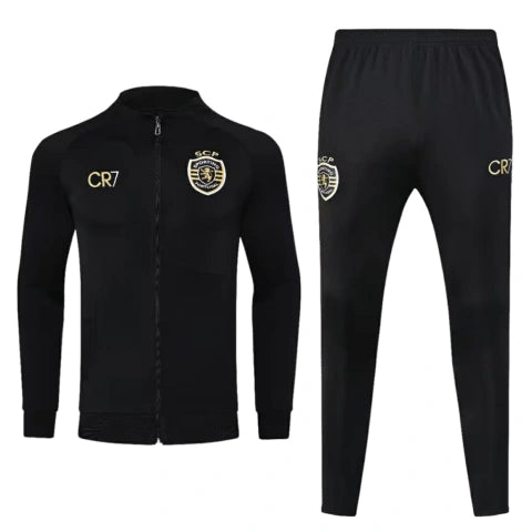 Conjunto Sporting Lisboa 23/24 Masculino CR7 - Preto com detalhes em dourado e branco