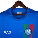 Camisa Napoli Edição Champions 23/24 - Torcedor EA7 Masculina - Azul com detalhes em branco