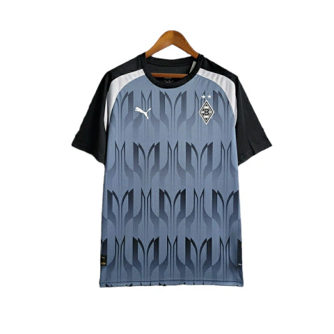 Camisa Borussia Mönchengladbach Edição Especial 23/24 - Torcedor Puma Masculina - Cinza com detalhes em preto e branco